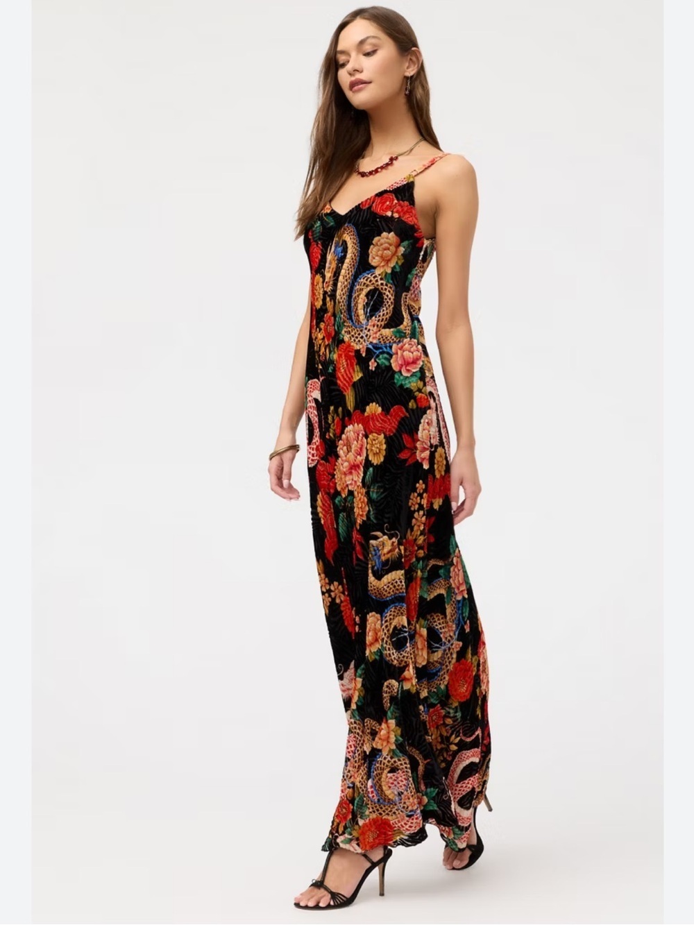 Johnny Was Small Kanako-Levi Bias Cut Burnout Maxi Dress NWT $400 Dragon, Floral
